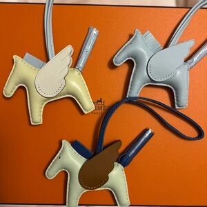 Light Blue Horse Pegasus-Shaped Leather Bag Charm